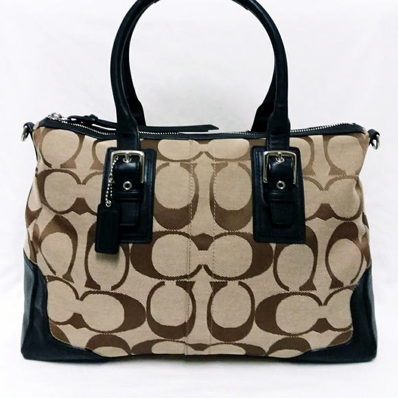 Coach Khaki Hampton Signature Satchel Bag